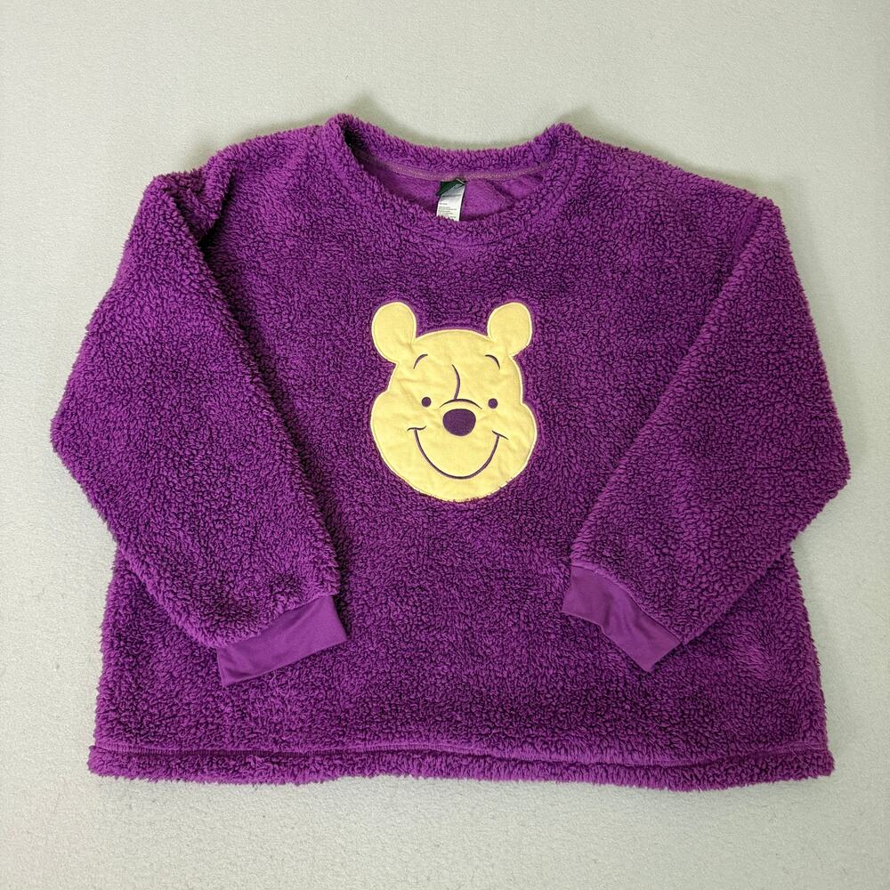 Disney Winnie the Pooh Faux Fur Sleepwear Top Purple Plush Pullover Womens 2X
